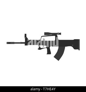Rifle vector sniper hunting gun silhouette isolated illustration icon assault military weapon symbol Stock Vector