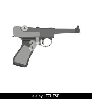 Gun retro vector vintage cowboy art  gangster illustration revolver man design pistol mafia weapon Stock Vector