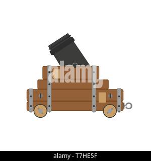 Cannon war civil vector artillery gun icon illustration vintage antique weapon ancient old isolated Stock Vector