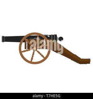 Artillery military vector gun army war cannon tank illustration flat armed weapon defense icon Stock Vector