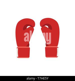 Boxing gloves red vector illustration. Fight boxer isolated punch sport equipment icon Stock Vector