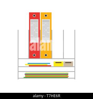 Office folder desk paper file vector icon document organizer binder. Isolated business illustration storage files flat Stock Vector
