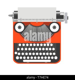 Typewriter old, vintage vector writer illustration. Retro type paper isolated. Letter machine design icon. Antique Stock Vector