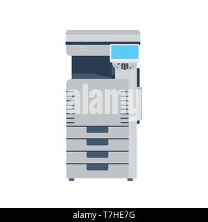 Printer machine photocopier copy office. Photocopy vector copier icon paper illustration print isolated Stock Vector