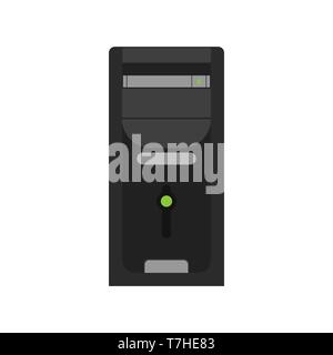 Computer desk PC office flat vector. Business design illustration icon workplace descktop Stock Vector