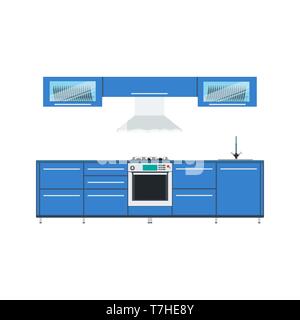 Kitchen design vector illustration interior modern food menu furniture cooking. Background drawing graphic style Stock Vector
