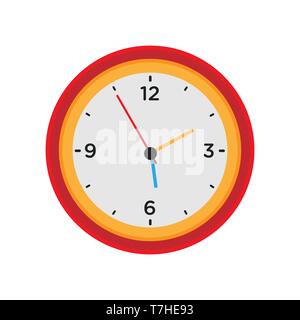 Clock wall vector round time isolated white icon. Watch hour illustration circle minute black classic office pointer design Stock Vector