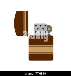 Lighter vector icon flame fire illustration gas isolated. Object light flat cigarette design smoke symbol sign Stock Vector
