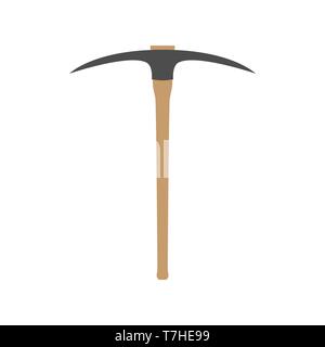 Pickaxe pick vector icon axe tool illustration isolated industry mining white. Shovel work mine equipment dig construction Stock Vector