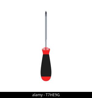 Screwdriver head screw vector tool driver illustration flat hand icon. Constraction cross symbol isolated repair Stock Vector