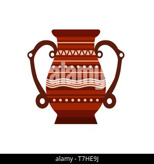 Jug clay vector pottery pot vase illustration ceramic pither milk. Ancient isolated jar old icon brown. Craft bowl Stock Vector