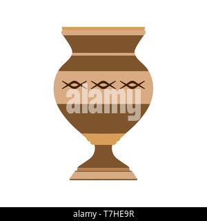 Vase decorative flower illustration pottery design decoration background. Isolated art icon pot ceramic floral Stock Vector