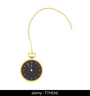 Watch pocket clock vintage vector old isolated time antique illustration. Hand retro white classic design icon background Stock Vector