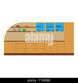 Kitchen cabinet vector furniture interior icon illustration design home. Modern house room flat style Stock Vector