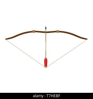 Bow arrow vector icon archery illustration isolated symbol. Weapon archer sign shoot element ram simple Stock Vector