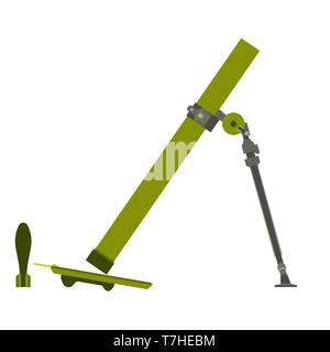 Military mortar vector illustration army icon bomb isolated. Symbol weapon war gun design. Art logo Stock Vector