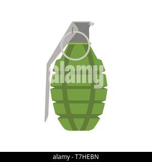 Grenade vector bomb hand icon explosive weapon illustration. Military war danger symbol explosion isolated attack Stock Vector