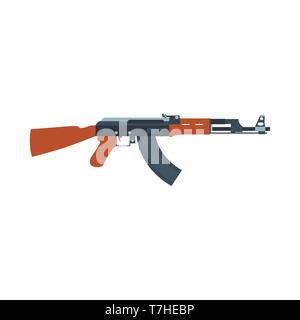 Rifle gun assault vector weapon machine military icon illustration. Army isolated automatic art perfect symbol Stock Vector