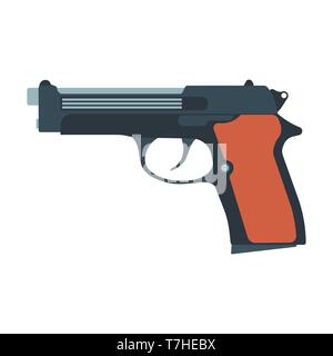 Pistol gun vector revolver handgun illustration weapon. Western firearm icon isolated military vintage Stock Vector