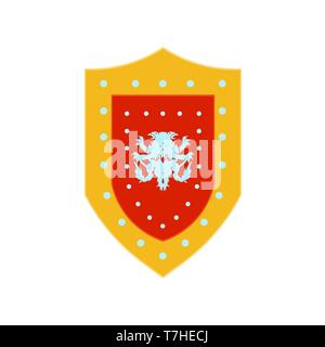 Shield warrior logo spartan vector illustration knight helmet armor war. Sword soldier icon gladiatar battle Stock Vector