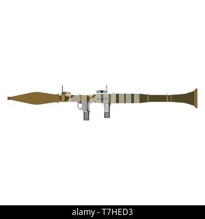 Rocket launcher vector illustration military icon isolated rpg. Grenade bazooka gun weapon launch army design Stock Vector