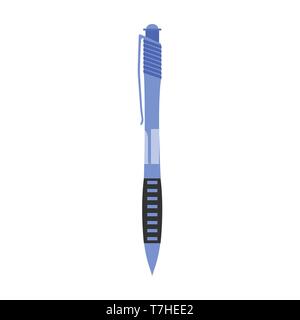 Pen ballpoint isolated vector white blue illustration background. Office business design object school plastic tool Stock Vector