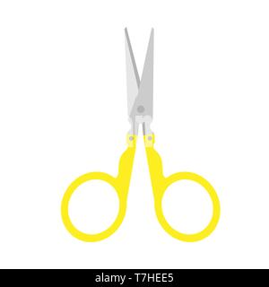 Sewing embroidery scissors thread tailor vector needle vintage icon fashion illustration. Spool design craft thimble Stock Vector
