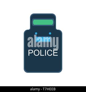 Police swat shield vector illustration icon guard uniform security flat. Protection bulletproof vest safety enforcement Stock Vector