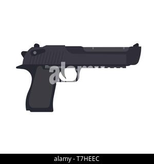 Pistol gun vector handgun illustration weapon icon vintage firearm design military isolated sign symbol silhouette Stock Vector