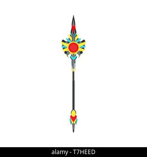 Scepter vector illustration crown king royal isolated. Cartoon power background design. Medieval gold red icon symbol Stock Vector