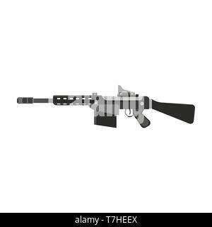 Gun submachine weapon vector rifle military automatic machine illustration war isolated army design icon firearm assault Stock Vector