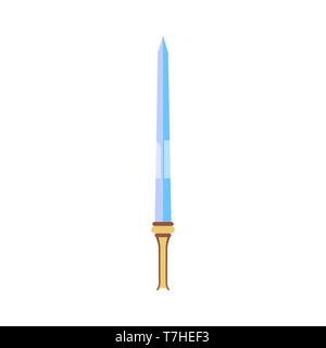 Sword hand vector illustration medieval isolated vintage weapon design. Knight symbol ancient shield white. Antique old Stock Vector