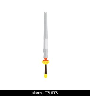 Sword isolated vector illustration medieval weapon steel knight. Blade battle icon military symbol warrior war fantasy Stock Vector