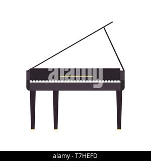 Piano grand vector music illustration instrument black musical isolated classical white icon. Key concert background sound art Stock Vector