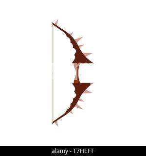 Bow game arrow vector illustration. Icon medieval weapon set rpg isolated cartoon. Fantasy design target element art Stock Vector