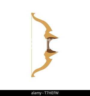 Fantasy bow vector cartoon rpg set illustration. Game icon arrow medieval weapon design isolated elf background symbol Stock Vector