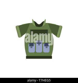 Jacket flak icon vector vest bulletproof illustration. Police uniform equipment protection symbol team. Sign security cop Stock Vector