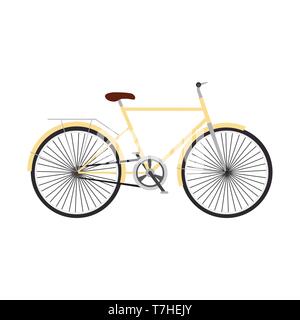Yellow retro bicycle concept vector flat illustration design side view. Stock Vector