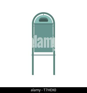 Metal trash bin icon vector flat illustration design. Stock Vector