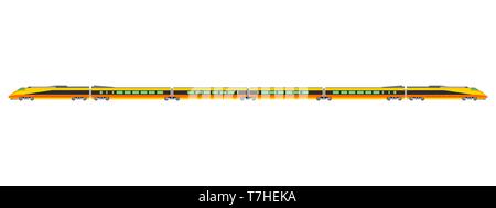Hight speed rail yellow train vector flat illustration design. Stock Vector