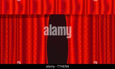 Red realistic theater curtains illustration. Opening velvet stage. Stock Vector