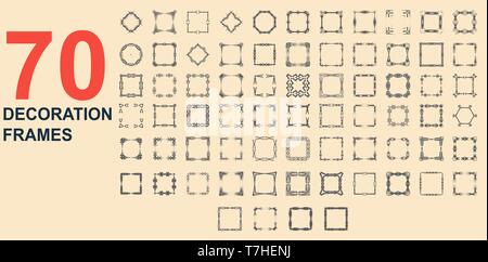 Set vintage border decoration frames. Vector flat illustration retro design. Stock Vector