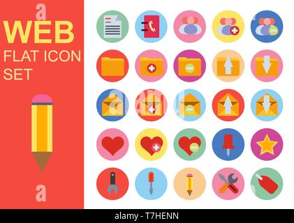 Web universal flat business icons set vector illustration design. General symbol application. Stock Vector