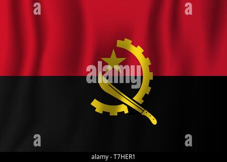 Angola realistic waving flag vector illustration. National country background symbol. Independence day. Stock Vector
