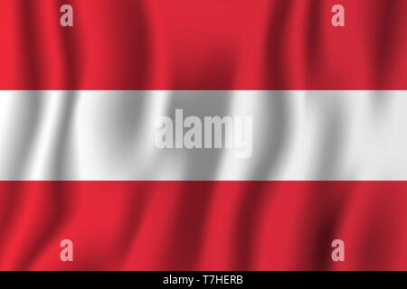 Austria realistic waving flag vector illustration. National country background symbol. Independence day. Stock Vector