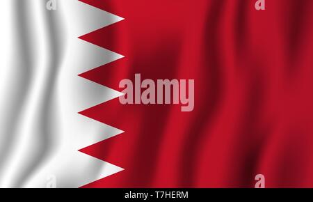 Bahrain realistic waving flag vector illustration. National country background symbol. Independence day. Stock Vector