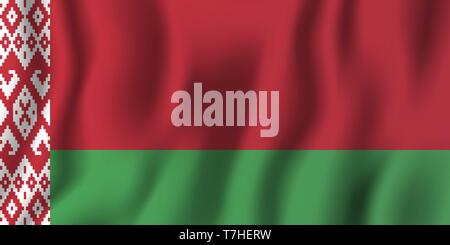 Belarus realistic waving flag vector illustration. National country background symbol. Independence day. Stock Vector