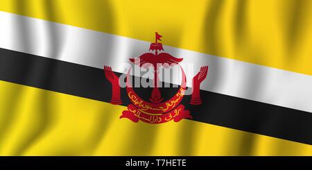 Brunei realistic waving flag vector illustration. National country background symbol. Independence day. Stock Vector