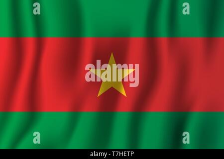 Burkina Faso realistic waving flag vector illustration. National country background symbol. Independence day. Stock Vector