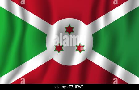 Burundi realistic waving flag vector illustration. National country background symbol. Independence day. Stock Vector